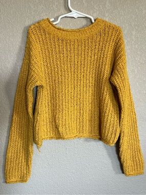 Cat & Jack Mustard Yellow Cropped Crewneck Sweater